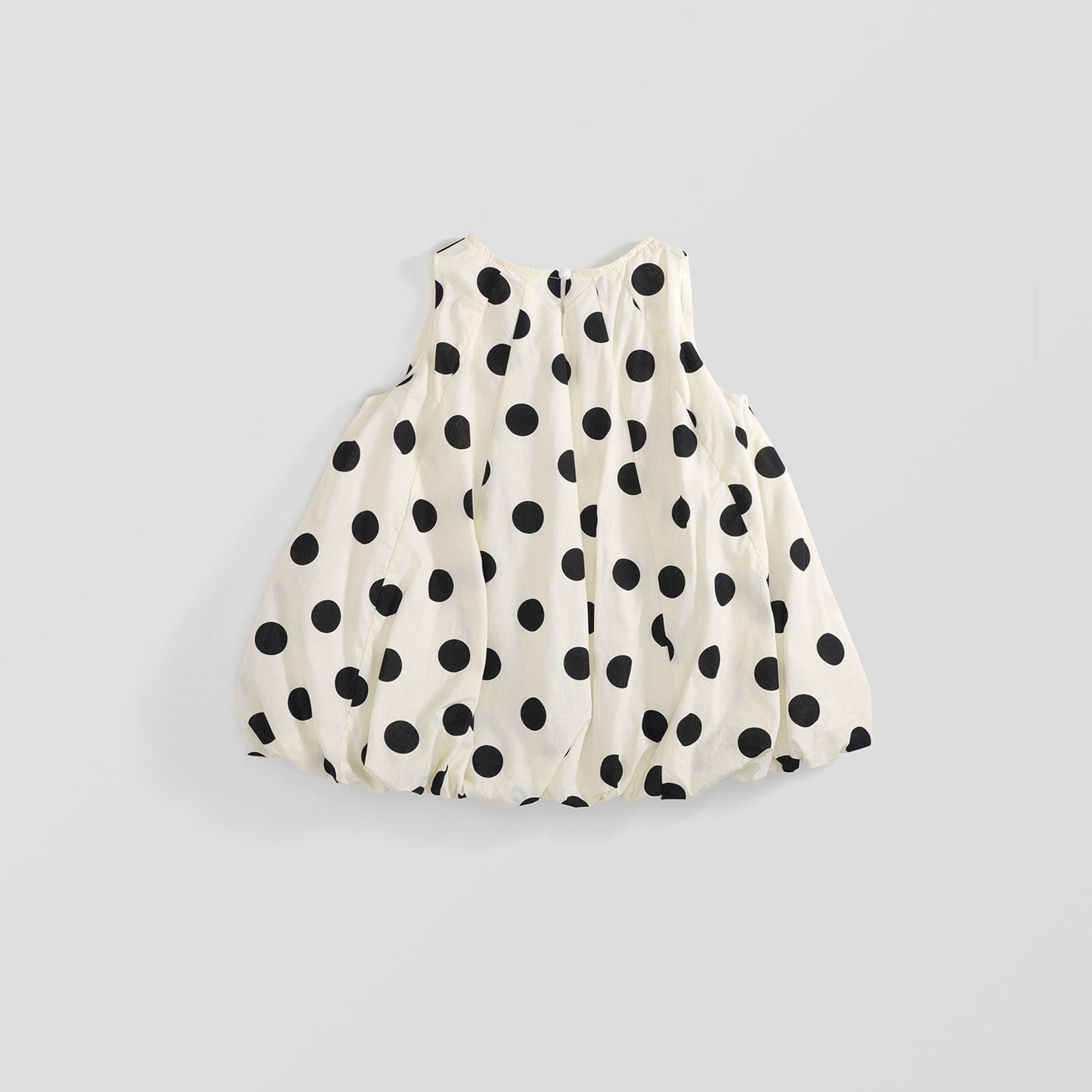 Girls' Black and White Polka Dot Sleeveless Dress