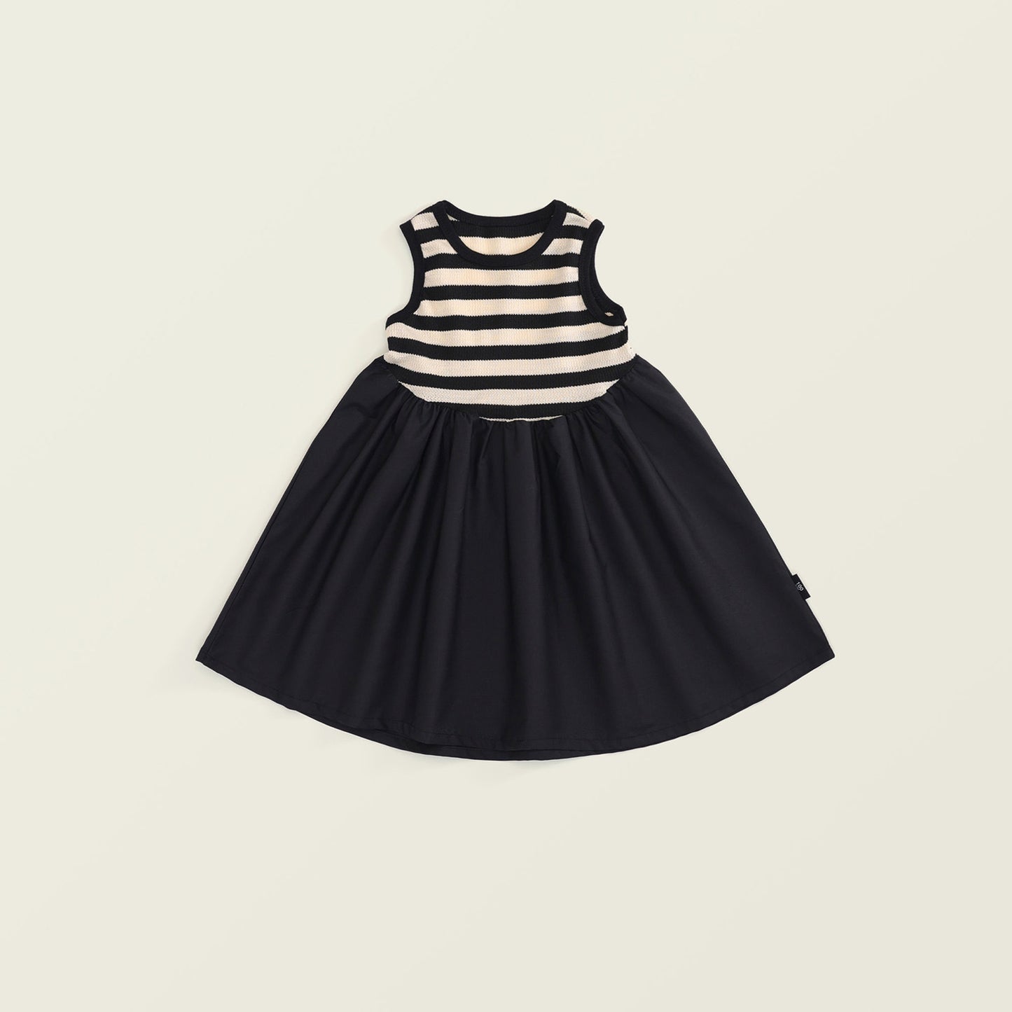 Girls' Black and White Striped Sleeveless Dress