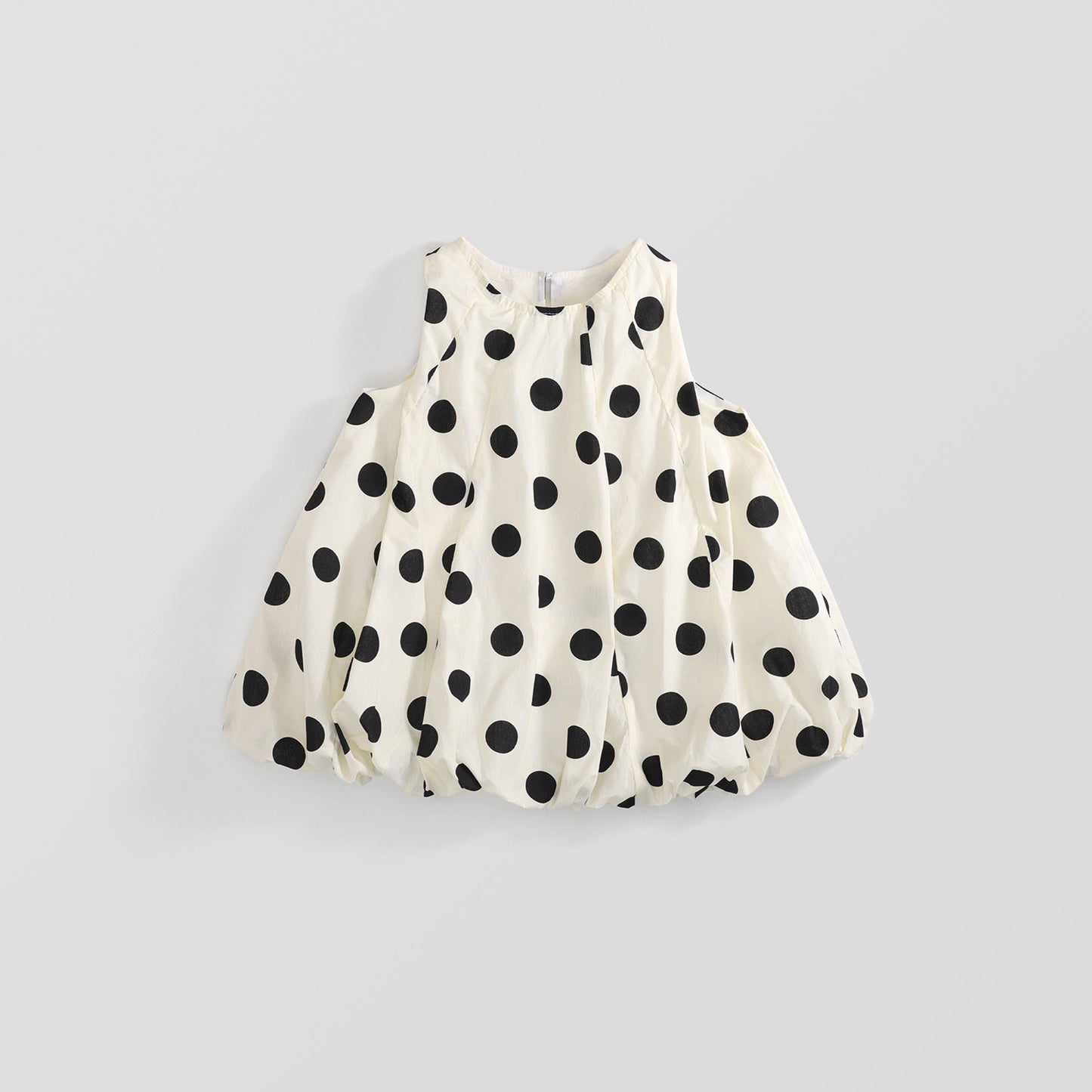 Girls' Black and White Polka Dot Sleeveless Dress