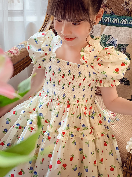 Girls floral short-sleeved dress