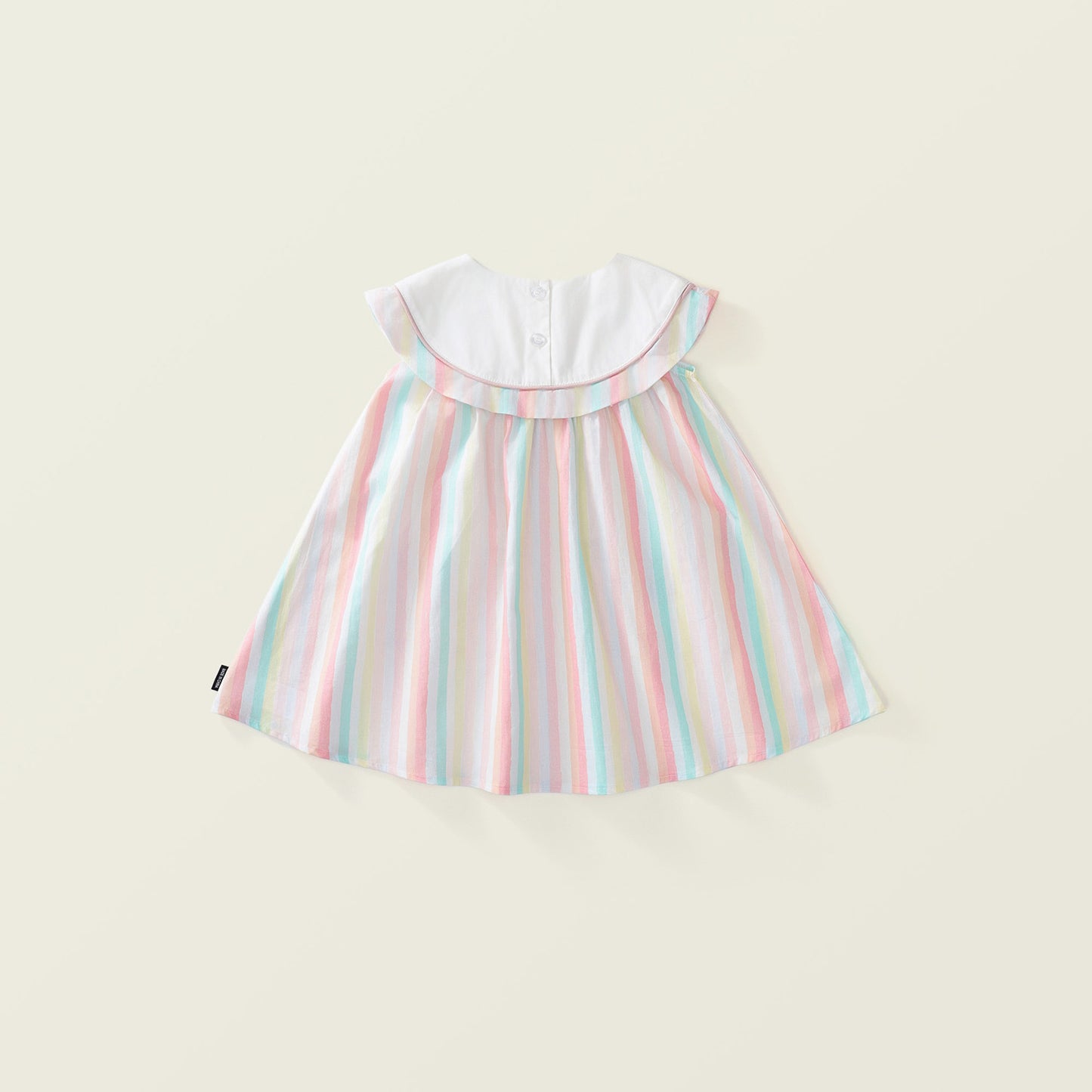 Girls' Embroidered Striped Sleeveless Dress