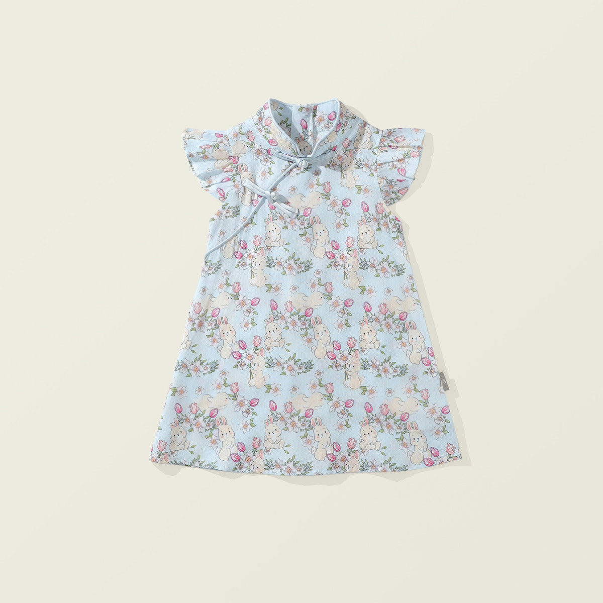 Girls Cheongsam Rabbit Printing Dress