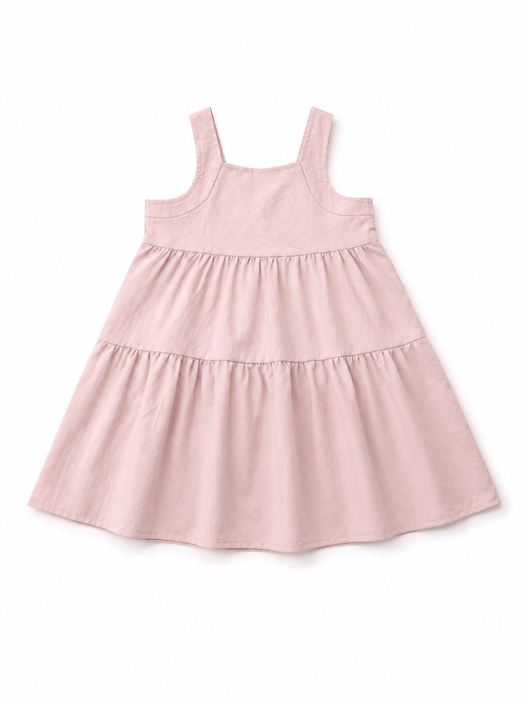 Girls' Pink Tiered Dress with Blue Gingham Bows -K6126336