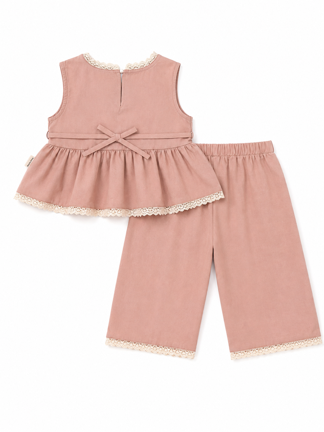 Girls' Dusty Pink Lace-Trimmed Sleeveless Set - K6126264